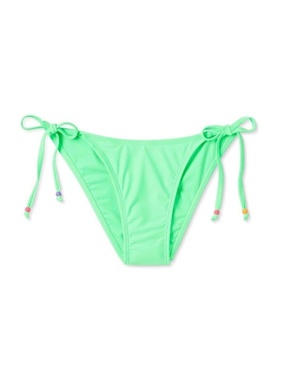 Wild Fable Bright Green Side Tie w/ Bead Accent High Leg Bikini Swim Bottom - XS - Picture 3 of 9